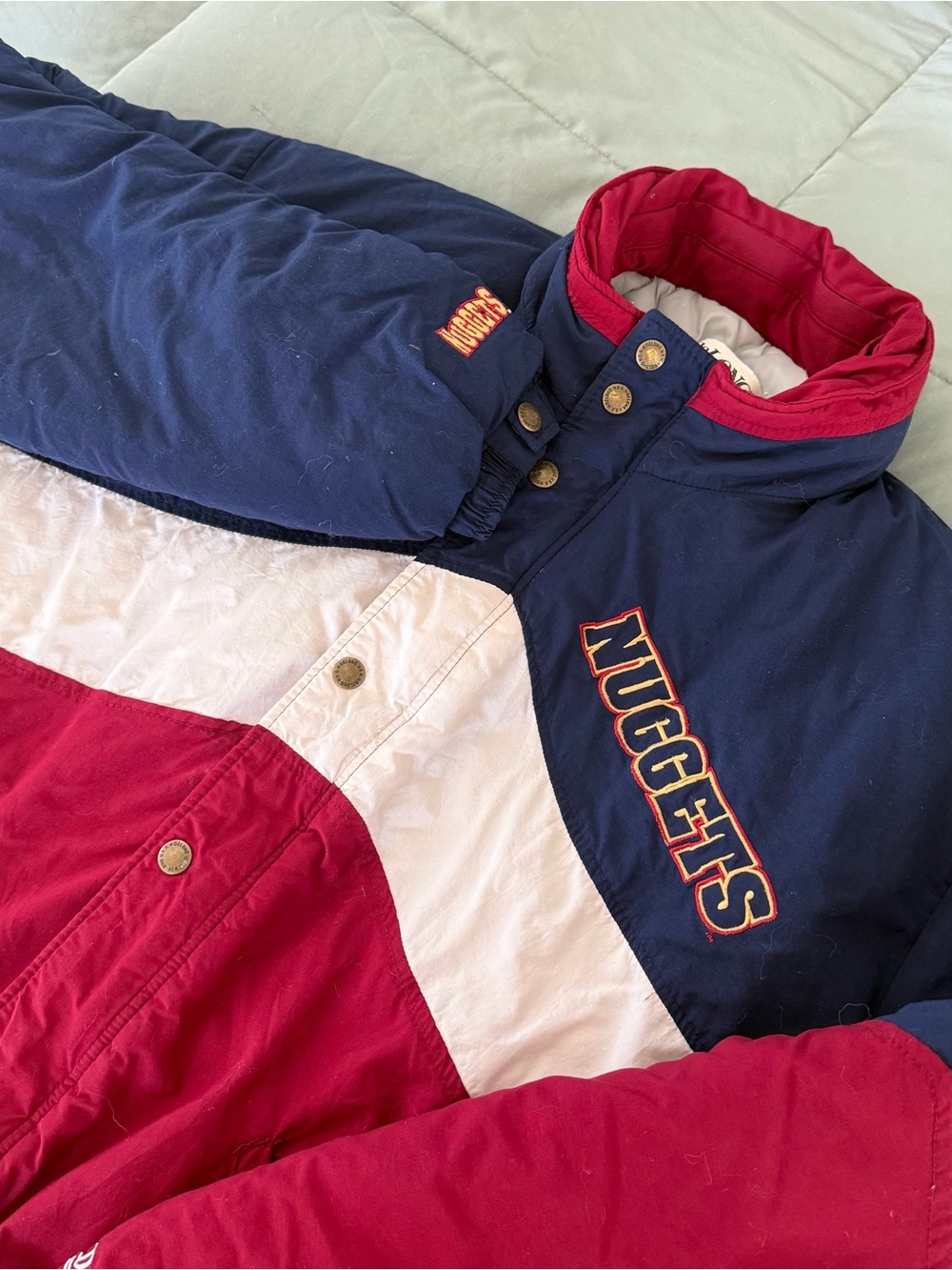 Denver Nuggets Colorblock Pullover Jacket - Navy/Red/White DeLong
